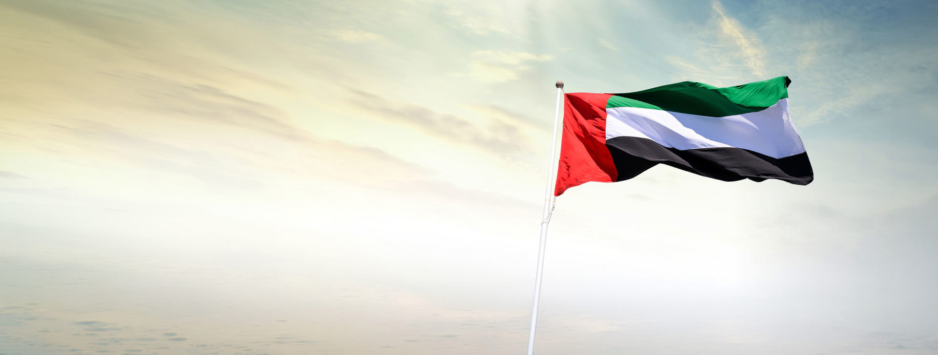 UAE flag on Danat Al Emarat Hospital in Abu Dhabi